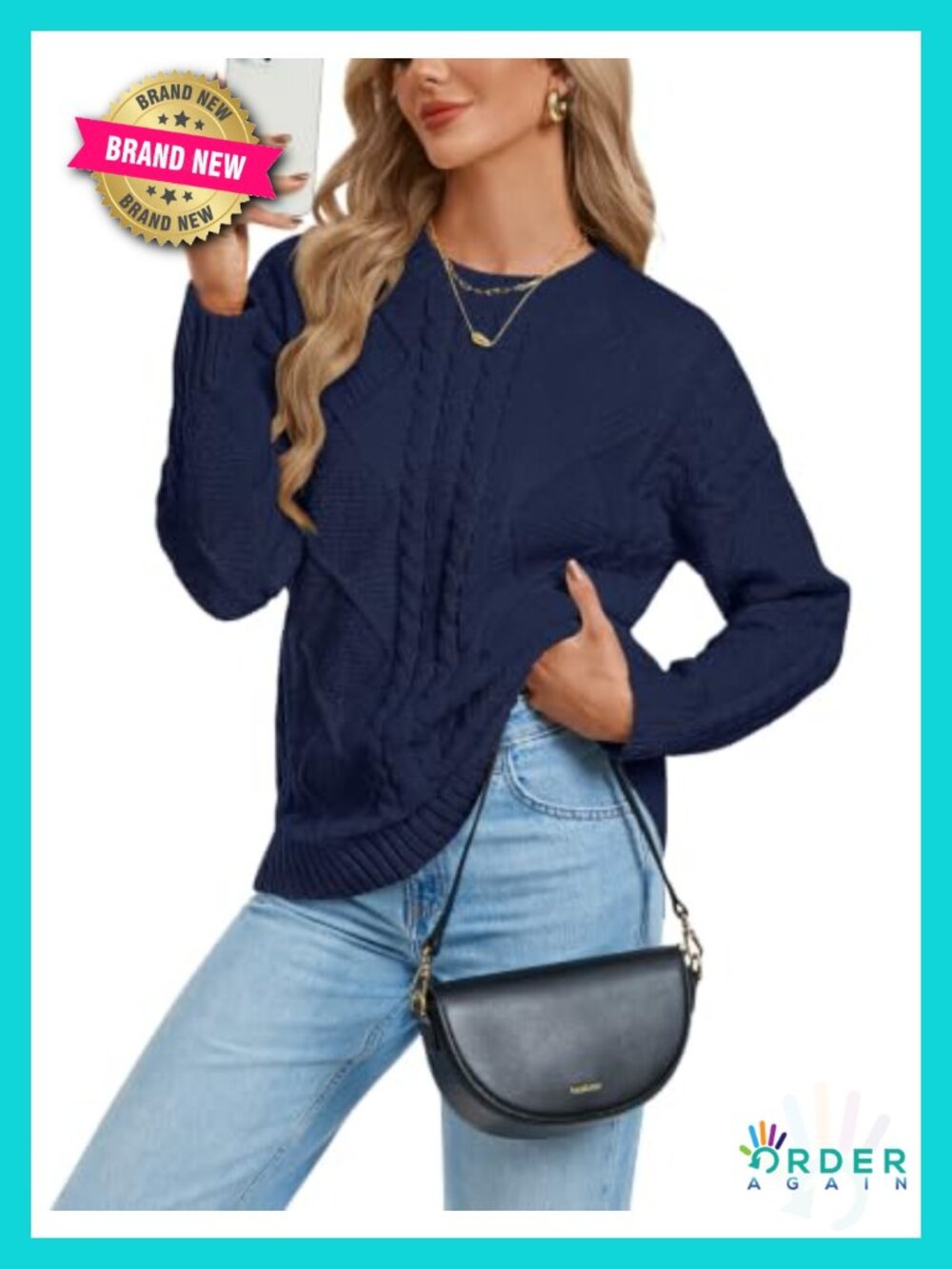 Cable Knit Sweater Oversized Pullover Soft Cozy Fall Winter Women